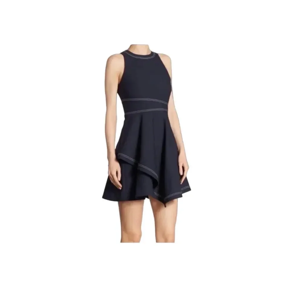 Cinq a Sept Black Lyla Fit and Flare Handkerchief Dress Sz 6 - Picture 1 of 8
